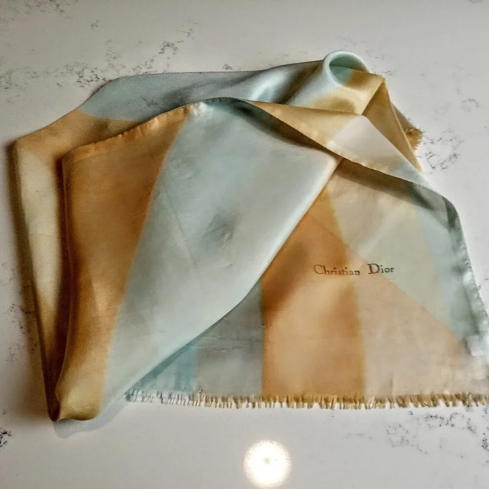 Vintage Christian Dior Silk Fringed Oblong Scarf